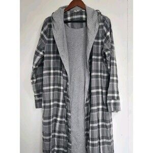 LL Bean Robe Mens S Flannel Scotch Plaid Sleepwear Grey Sleep
